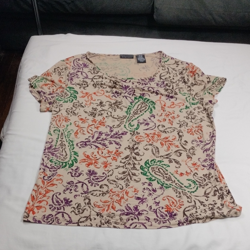Apostrophe Stretch  Multicolor Paisley Print Blouse Size XL